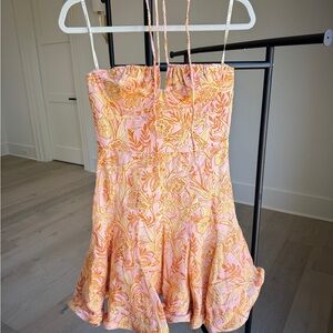 AGUA BENDITA Floral Pink and Orange Dress